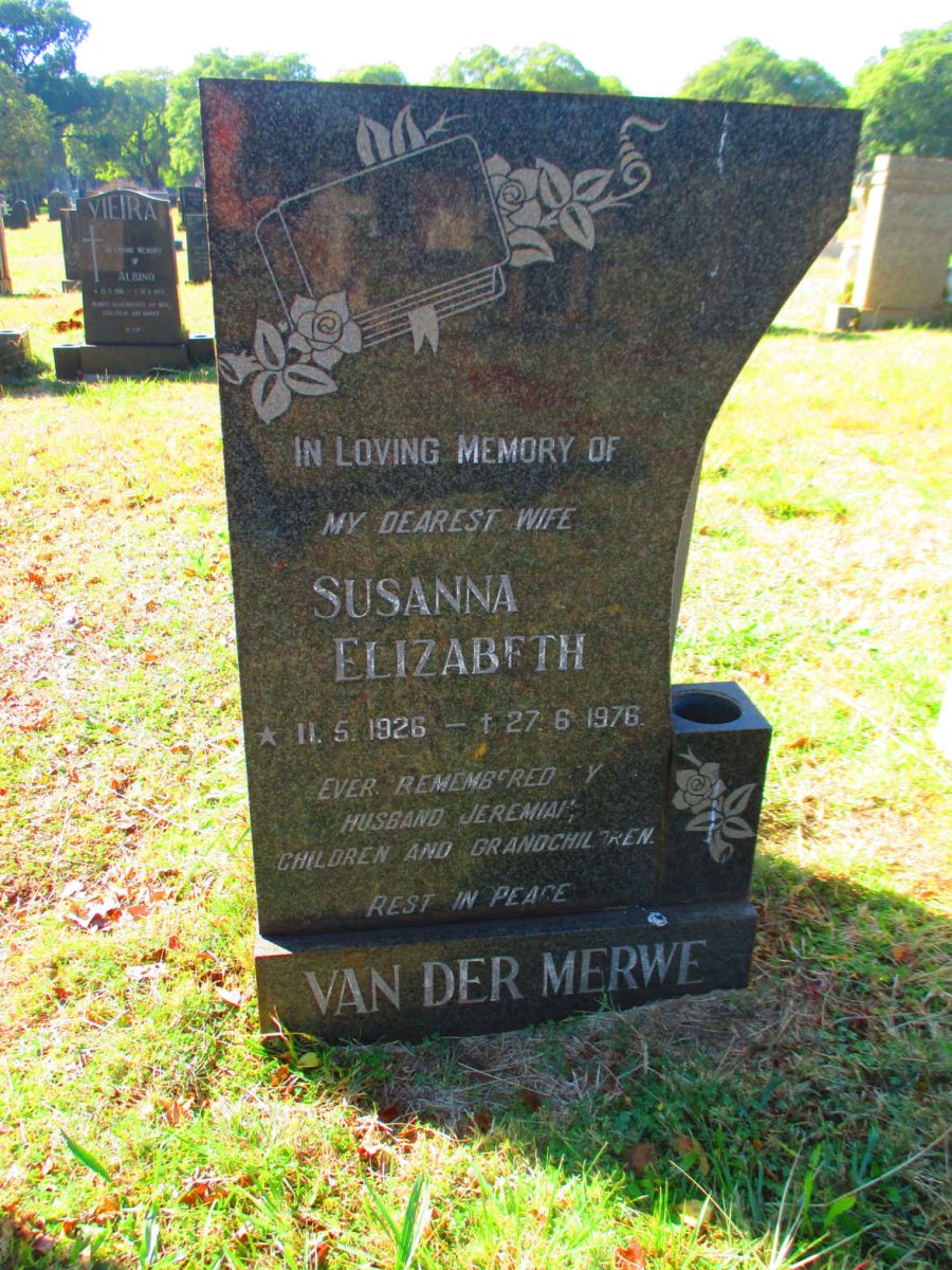 MERWE Susanna Elizabeth, van der 1926-1976