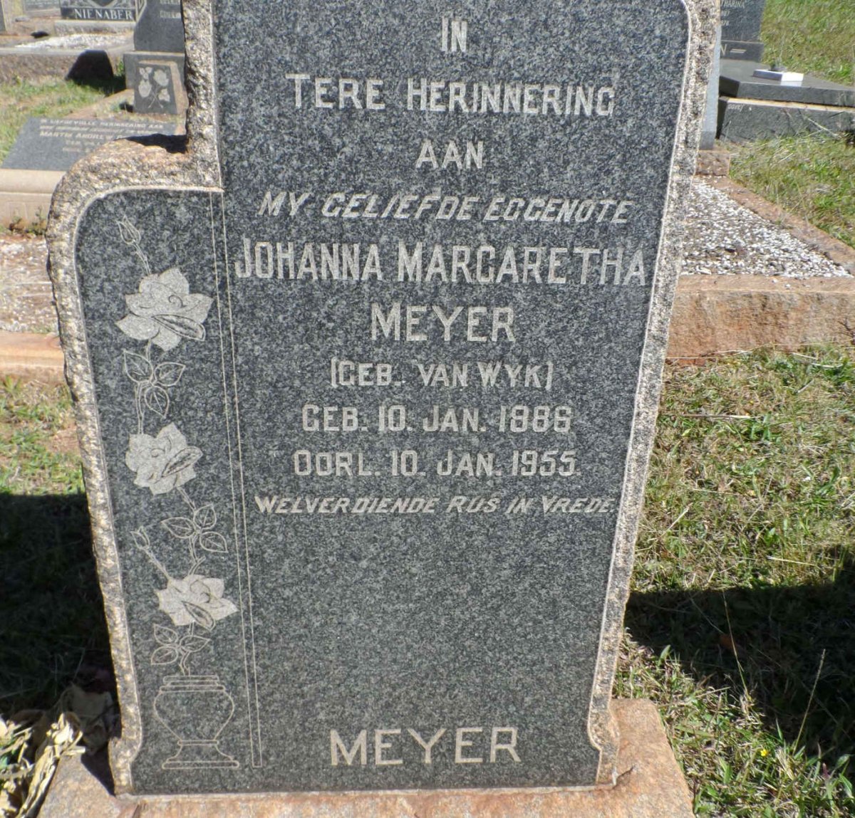 MEYER Johanna Margaretha nee VAN WYK 1886-1955
