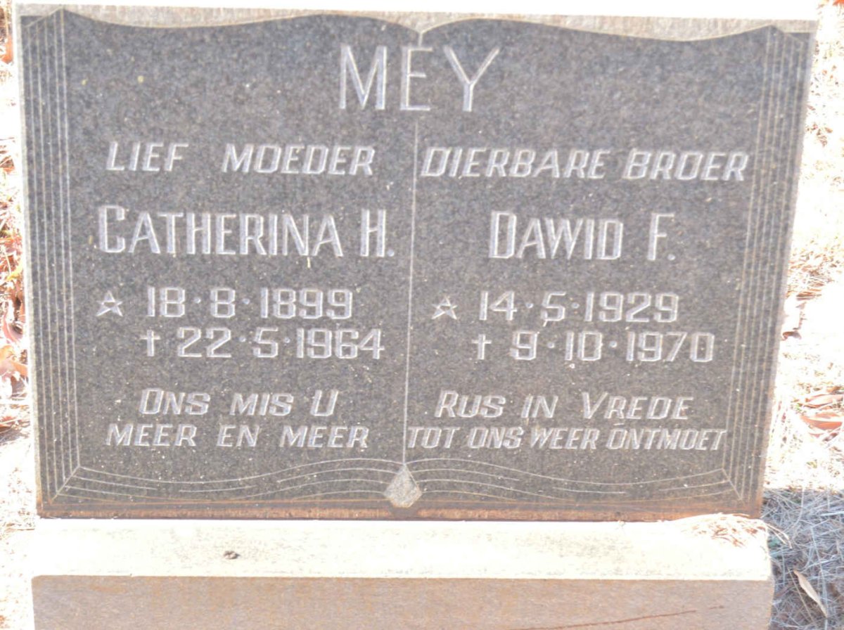 MEY David F. 1929-1970 &amp; Catherina H. 1899-1964