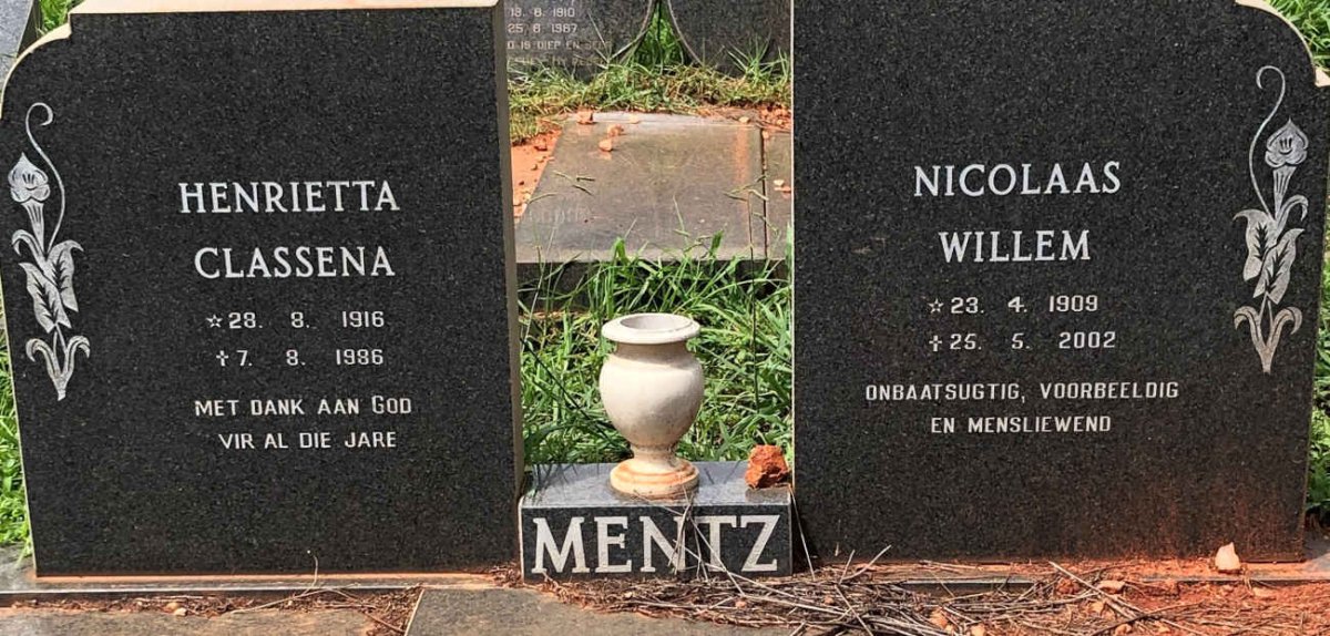 MENTZ Nicolaas Willem 1909-2002 &amp; Henrietta Classena 1916-1986