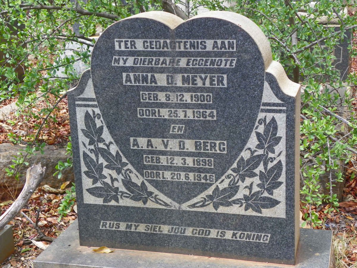 MEYER Anna D. 1900-1964 :: V.D. BERG A.A. 1898-1946