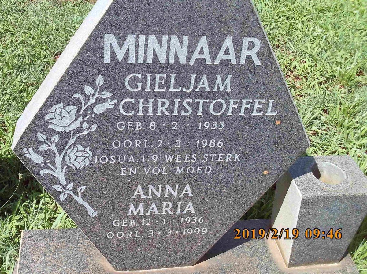 MINNAAR Gieljam Christoffel 1933-1986 &amp; Anna Maria 1936-1999