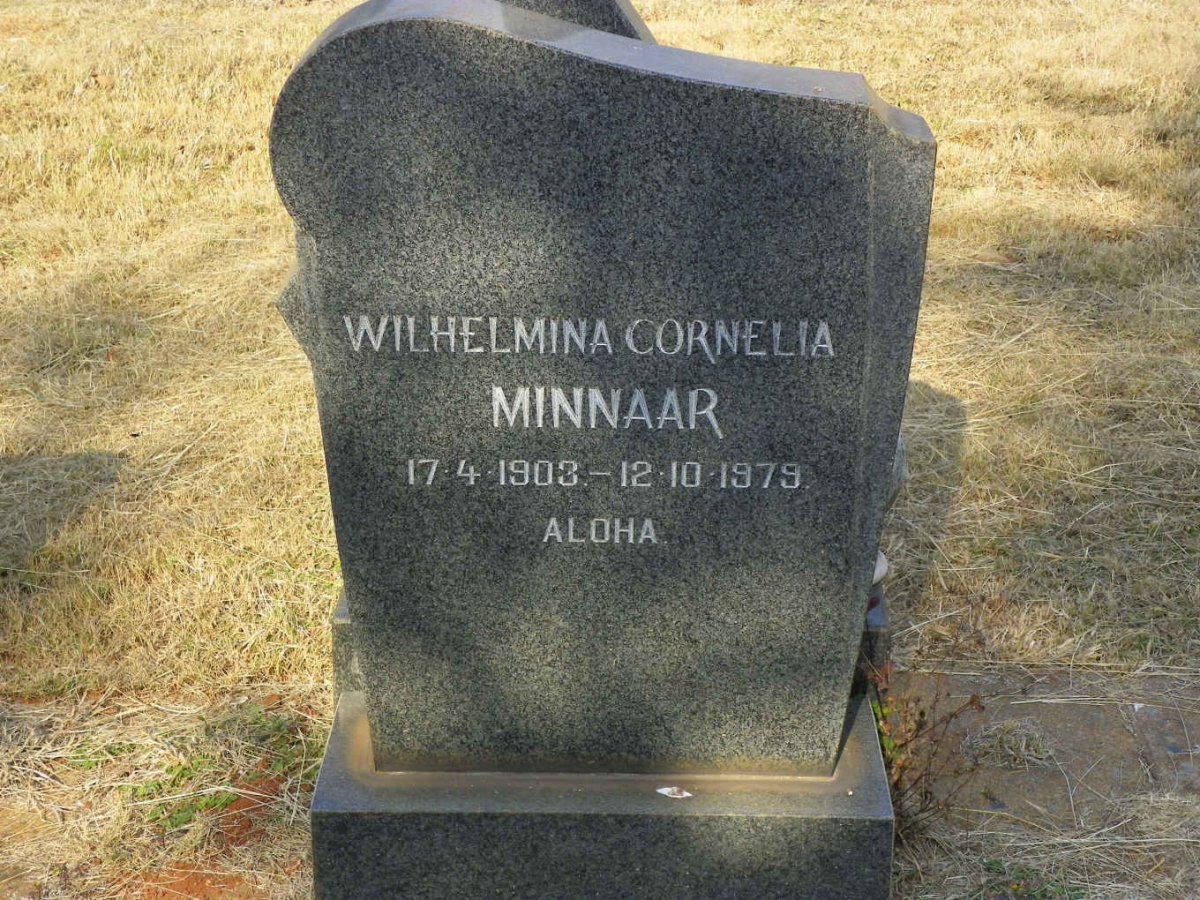 MINNAAR Wilhelmina Cornelia 1903-1979
