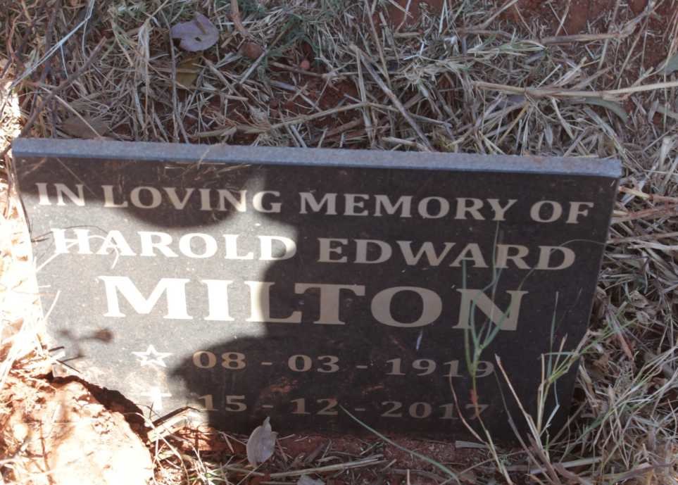 MILTON Harold Edward 1919-2017