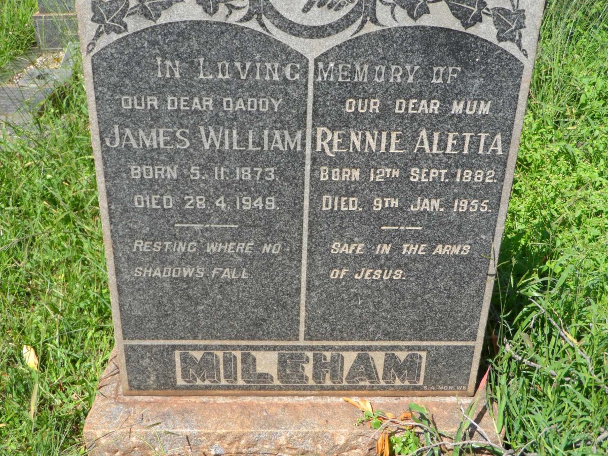 MILEHAM James William 1873-1949 &amp; Rennie Aletta 1882-1955