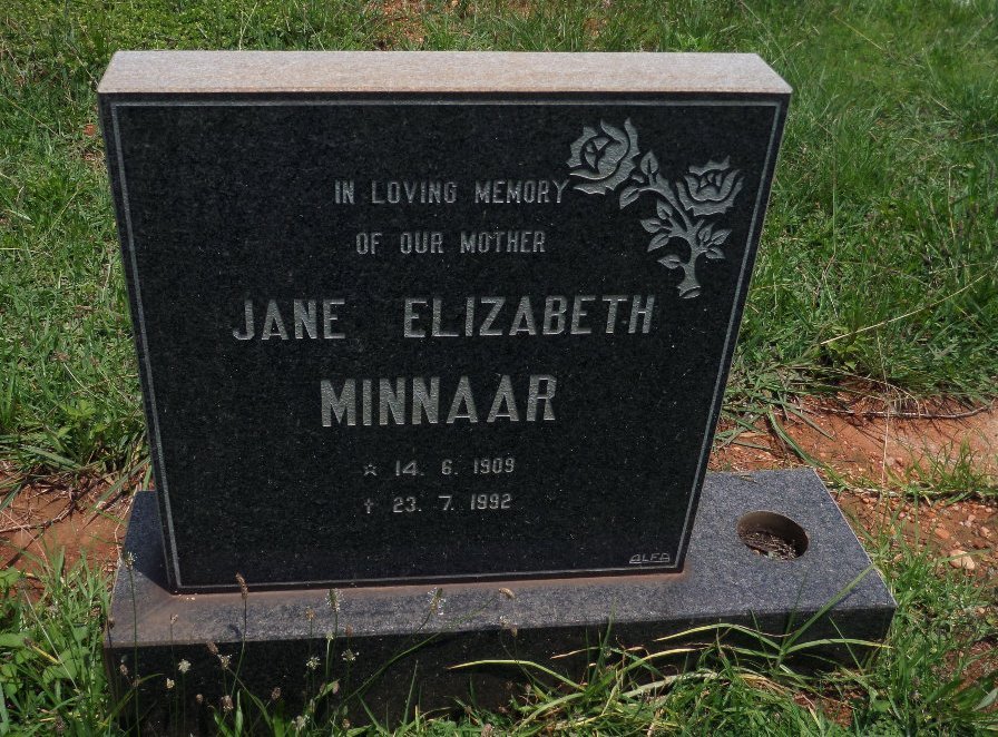 MINNAAR Jane Elizabeth 1909-1992