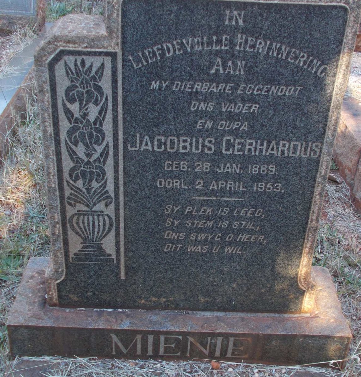 MIENIE Jacobus Gerhardus 1889-1953