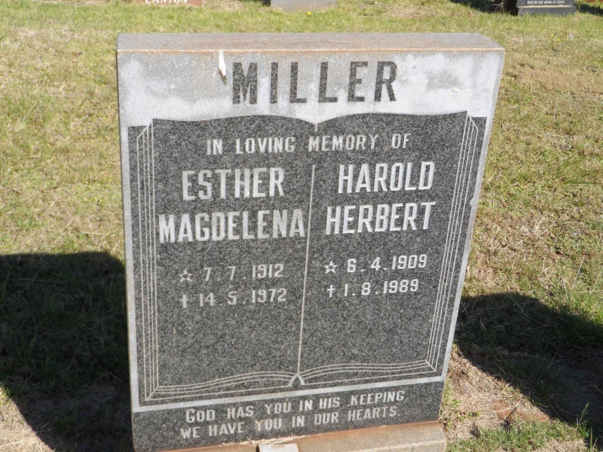 MILLER Harold Herbert 1909-1989 &amp; Esther Magdelena 1912-1972