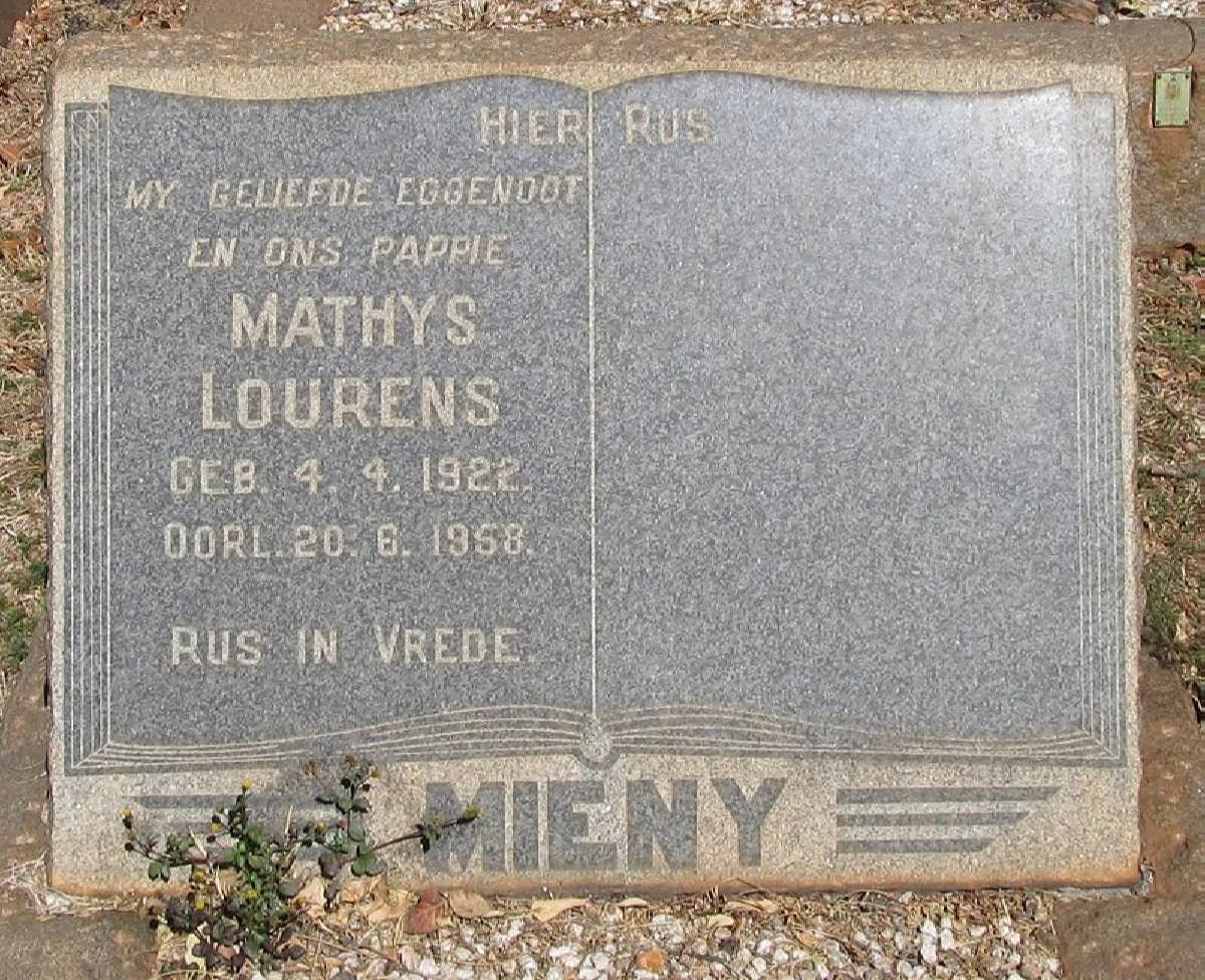 MIENY Mathys Lourens 1922-1958