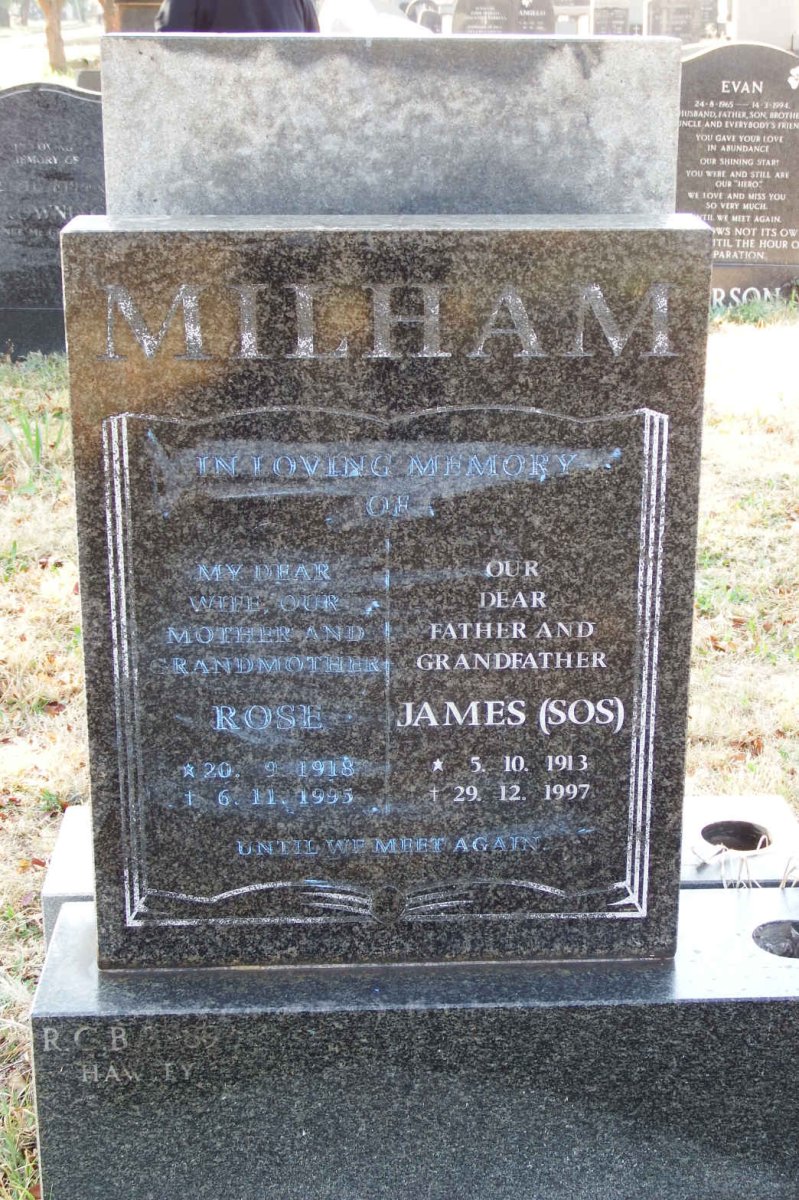 MILHAM James 1913-1997 &amp; Rose 1918-1995
