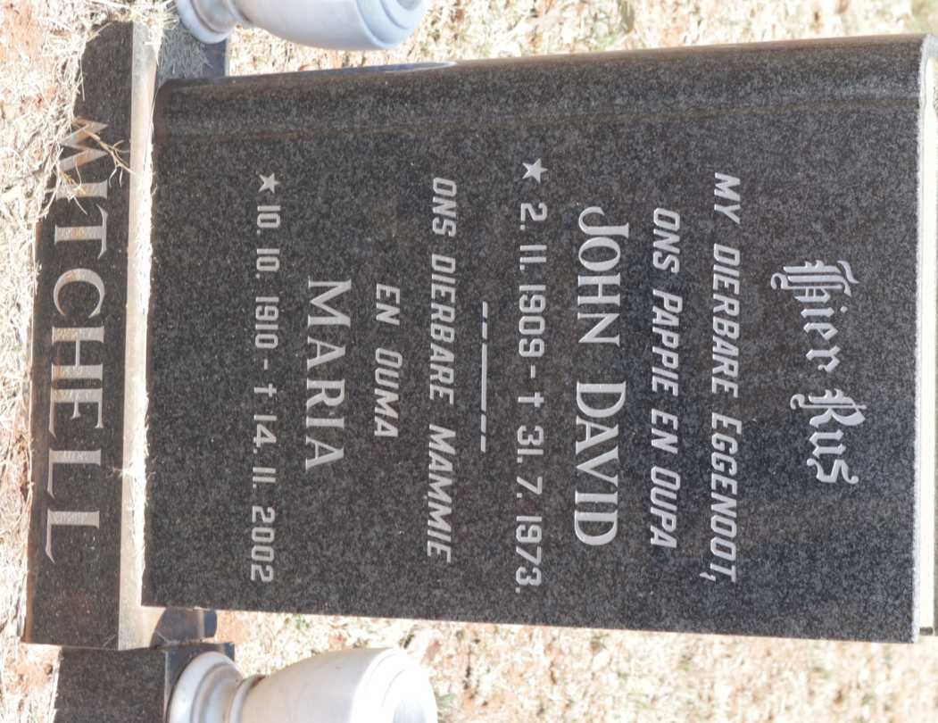 MITCHELL John David 1909-1973 &amp; Maria 1910-2002