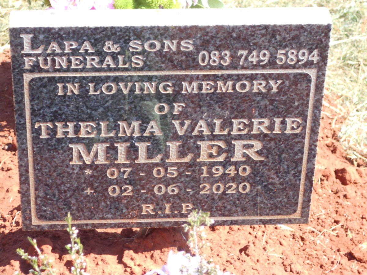MILLER Thelma Valerie 1940-2020