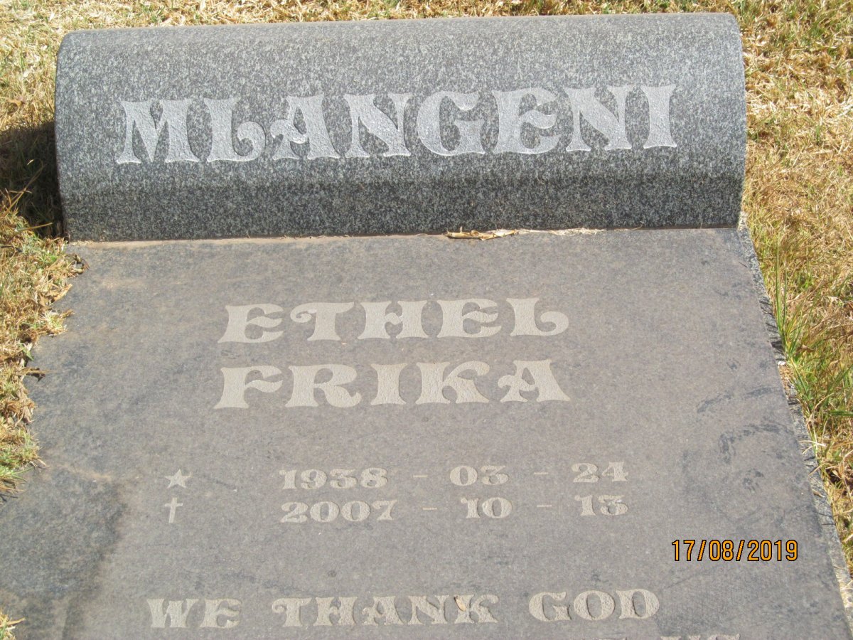 MLANGENI Ethel Frika 1938-2007