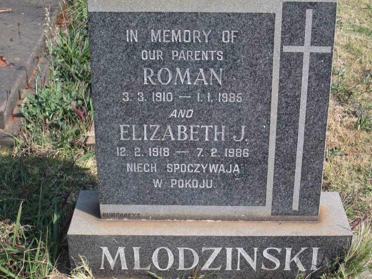 MLODZINSKI Roman 1910-1985 &amp; Elizabeth J. 1918-1986