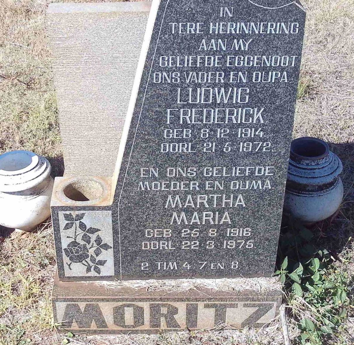 MORITZ Ludwig Frederick 1914-1972 &amp; Martha Maria 1916-1975