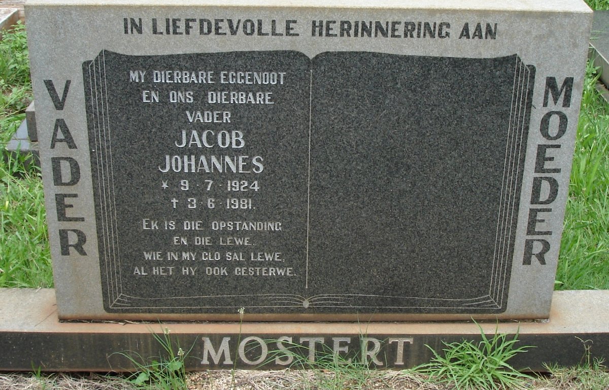 MOSTERT Jacob Johannes 1924-1981