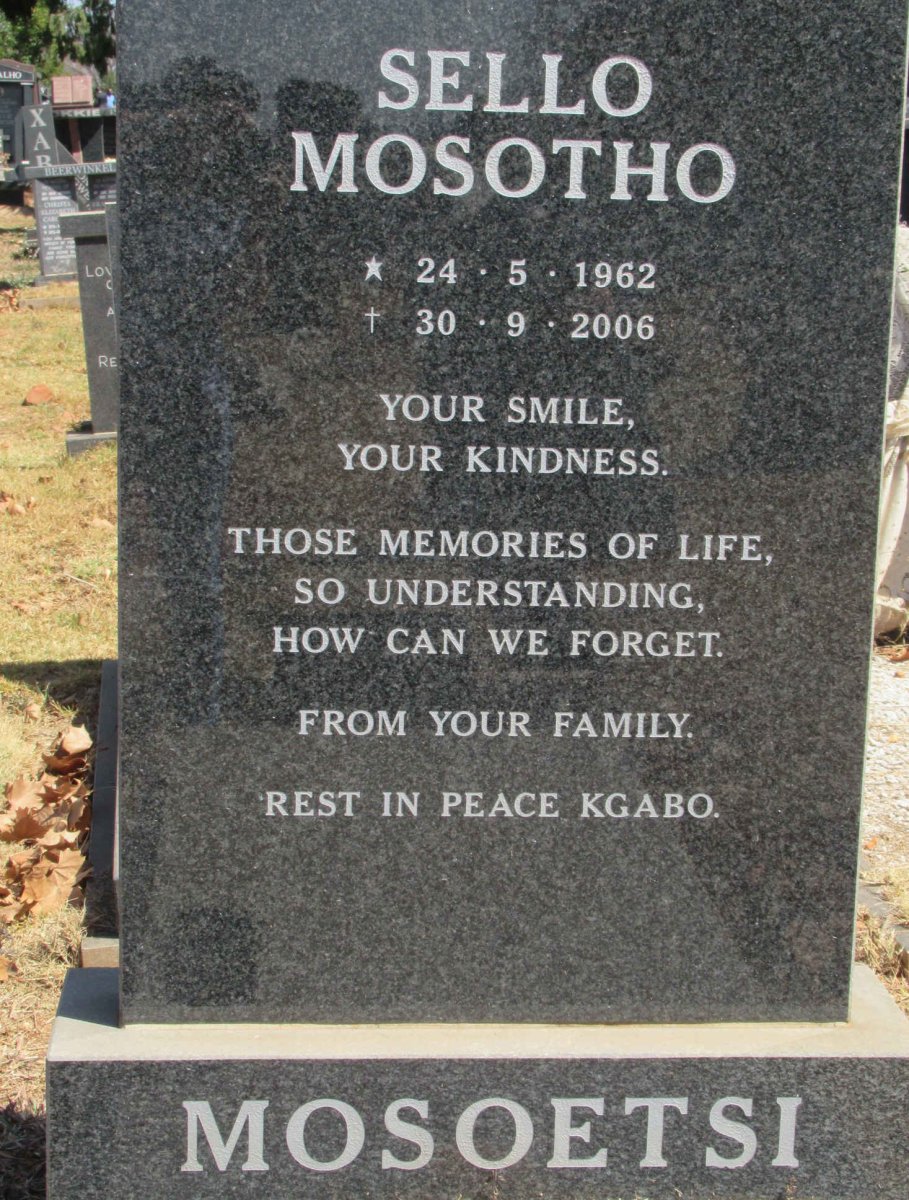 MOSOETSI Sello Mosotho 1962-2006