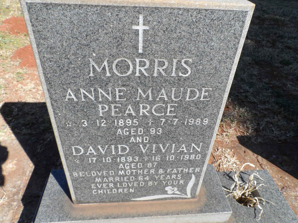 MORRIS David Vivian 1893-1980 &amp; Anne Maude PEARCE 1895-1989