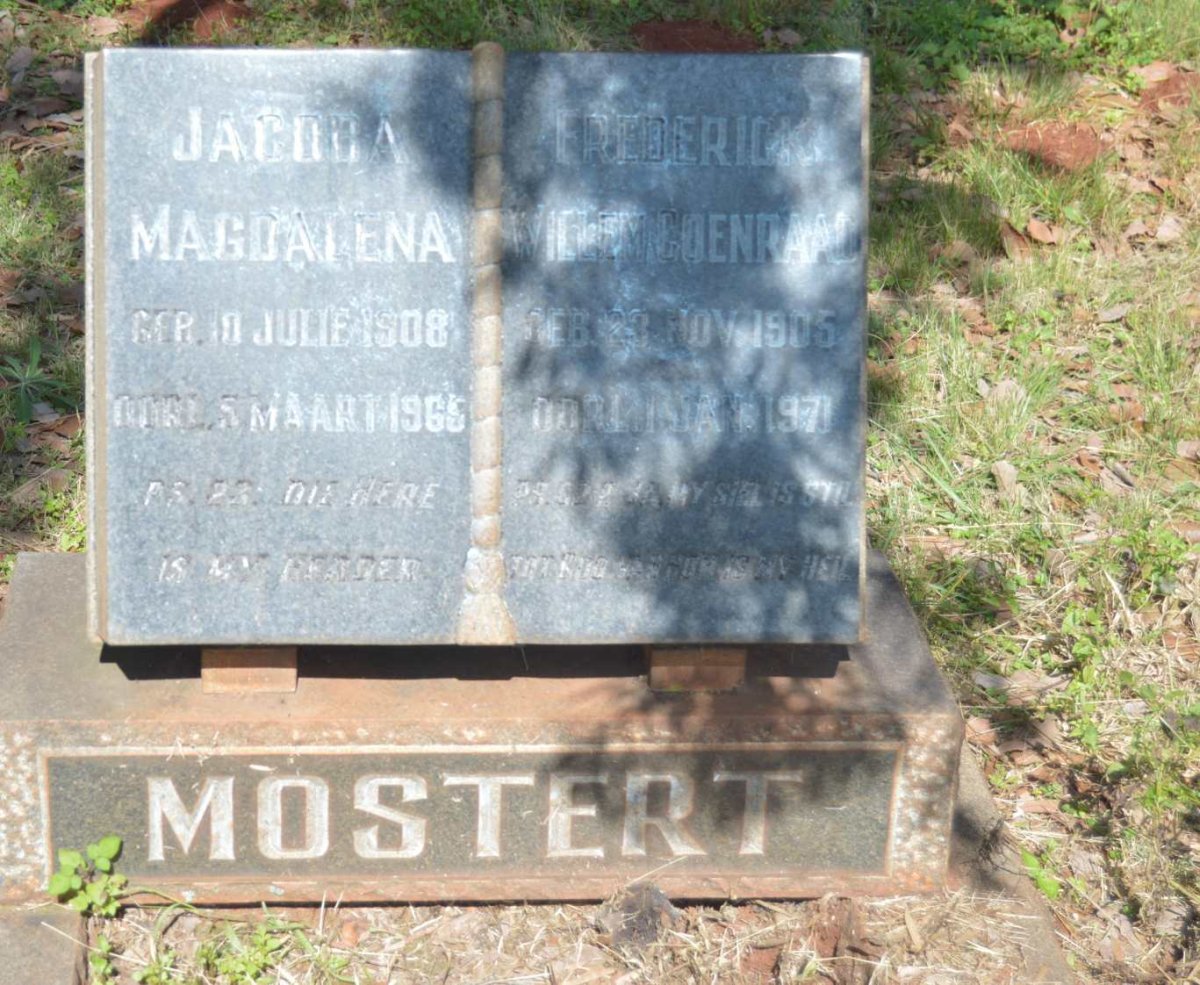 MOSTERT Frederick Willem Coenraad 1905-1971 &amp; Jacoba Magdalena 1908-1965