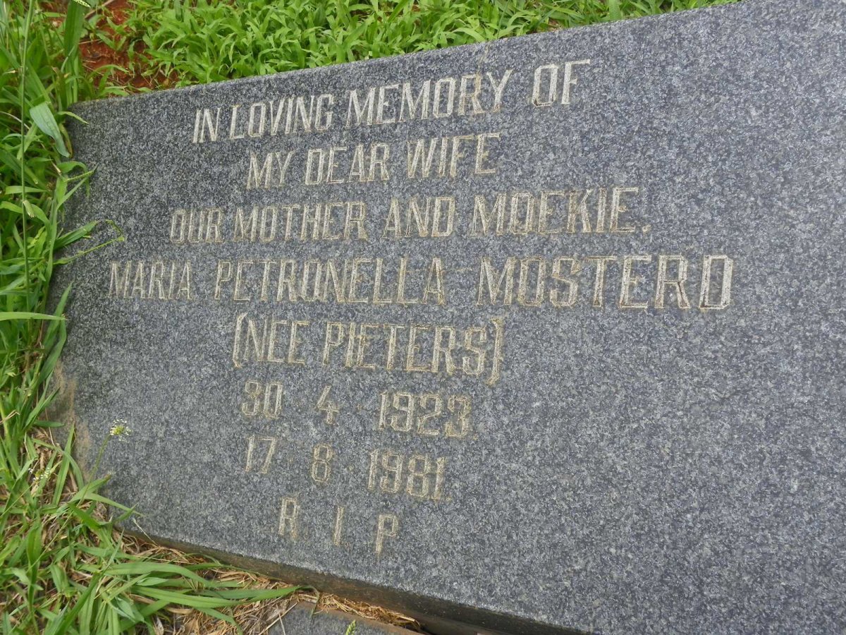 MOSTERD Maria Petronella nee PIETERS 1923-1981