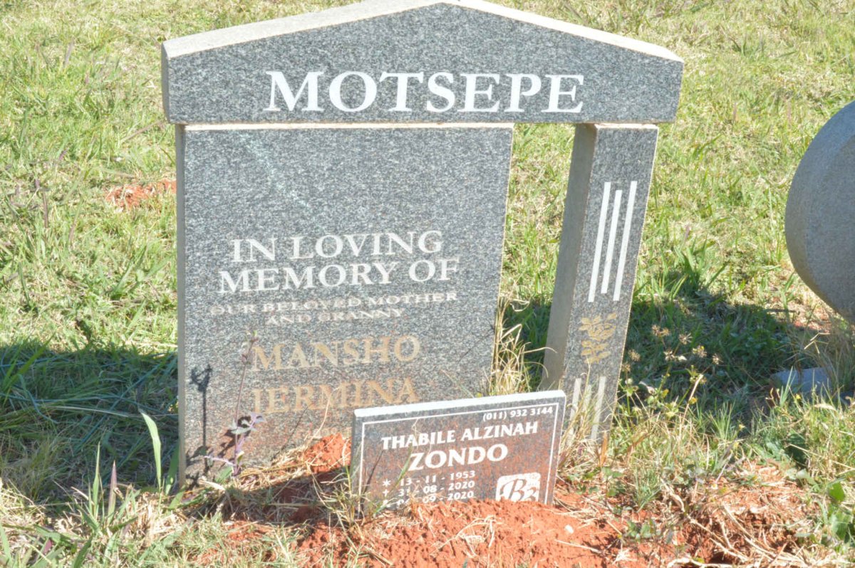 MOTSEPE Mansho Jermina :: ZONDO Thabile Alzinah 1953-2020