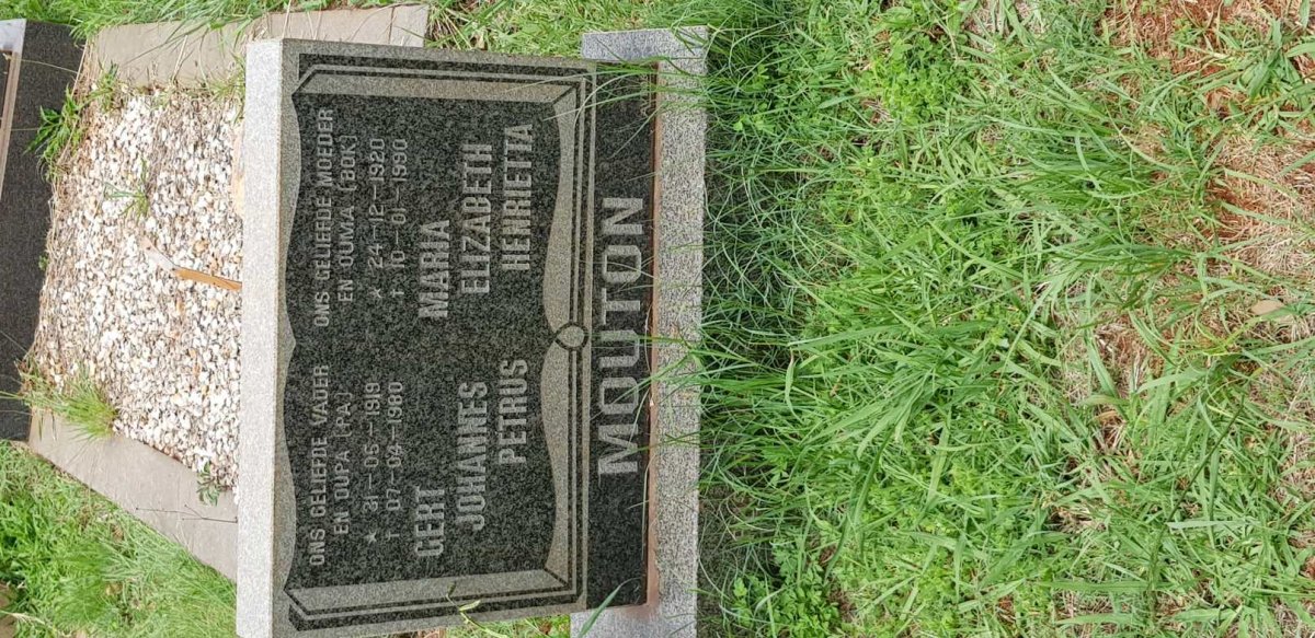MOUTON Gert Johannes Petrus 1919-1980 &amp; Maria Elizabeth Henrietta 1920-1990