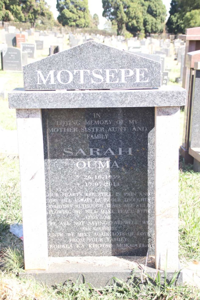 MOTSEPE Sarah Ouma 1939-2013