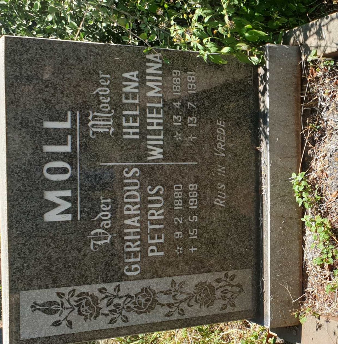 MOLL Gerhardus Petrus 1880-1968 &amp; Helena Wilhelmina 1889-1981
