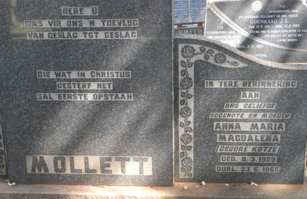 MOLLETT Anna Maria Magdalena nee KOTZE 1909-1965