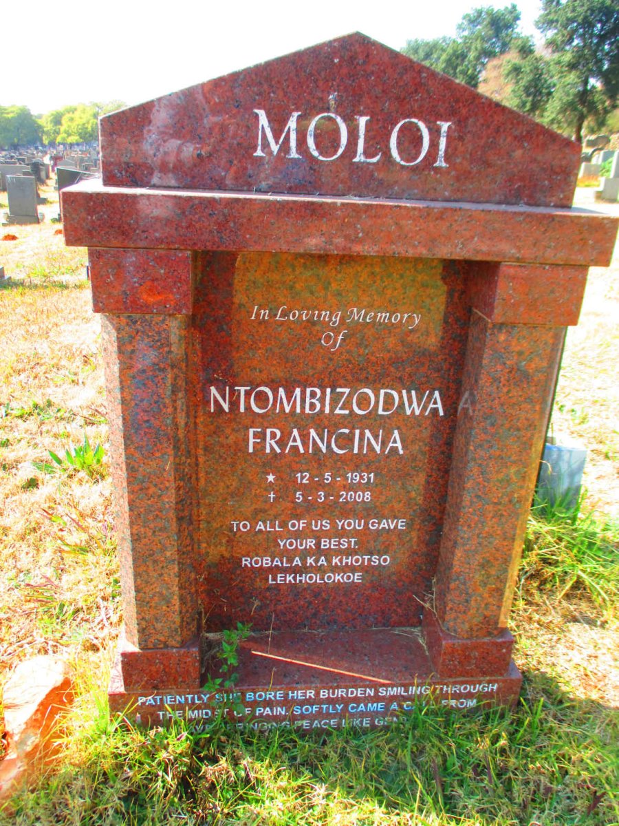MOLOI Ntombizodwa Francina 1931-2008