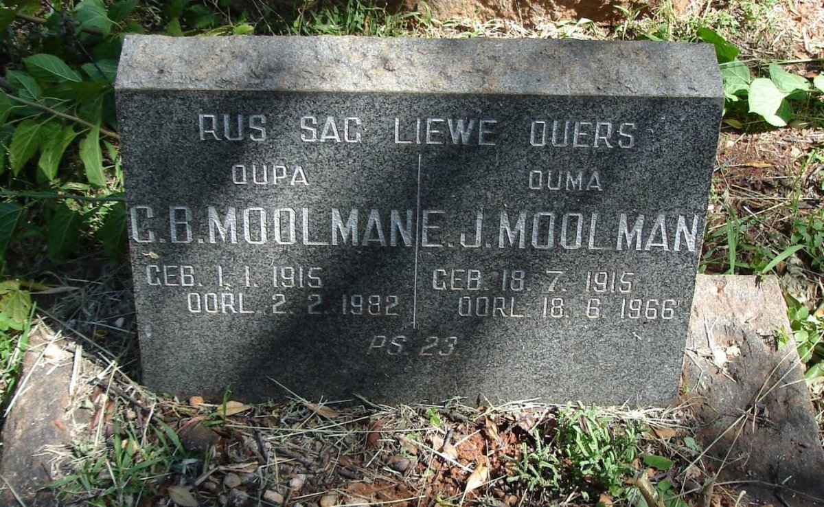 MOOLMAN C.B. 1915-1982 &amp; E.J. 1915-1966