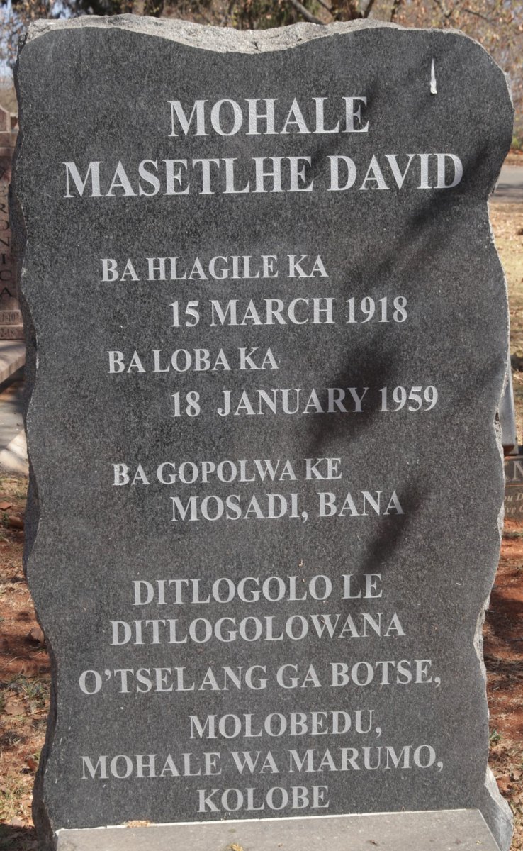 MOHALE Masetlhe David 1918-1959