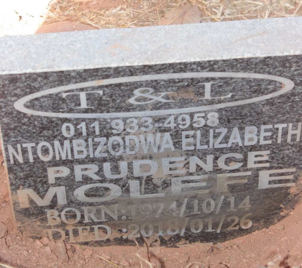 MOLEFE Ntombizodwa Elizabeth 1974-2018