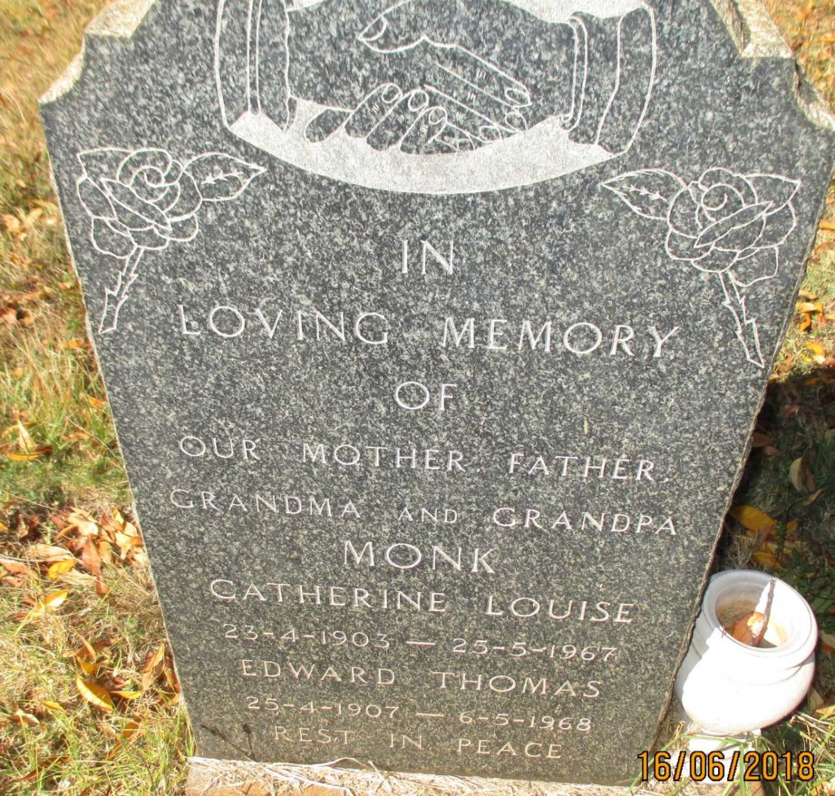 MONK Edward Thomas 1907-1968 &amp; Catherine Louise 1903-1967