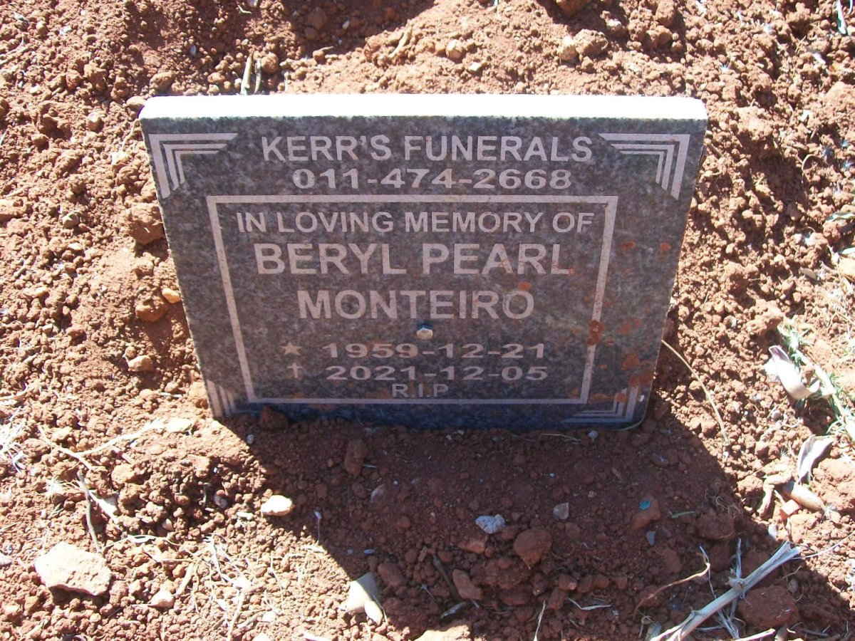 MONTEIRO Beryl Pearl 1959-2021