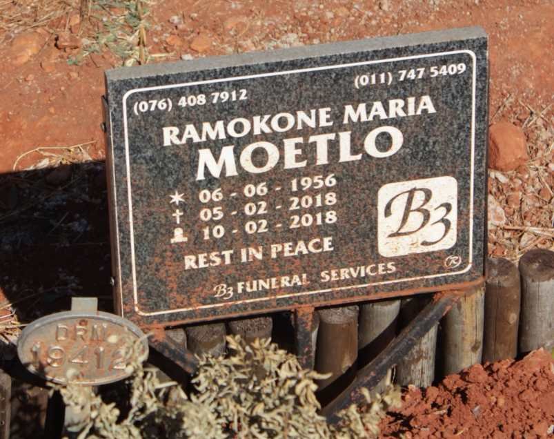MOETLO Ramokone Maria 1956-2018
