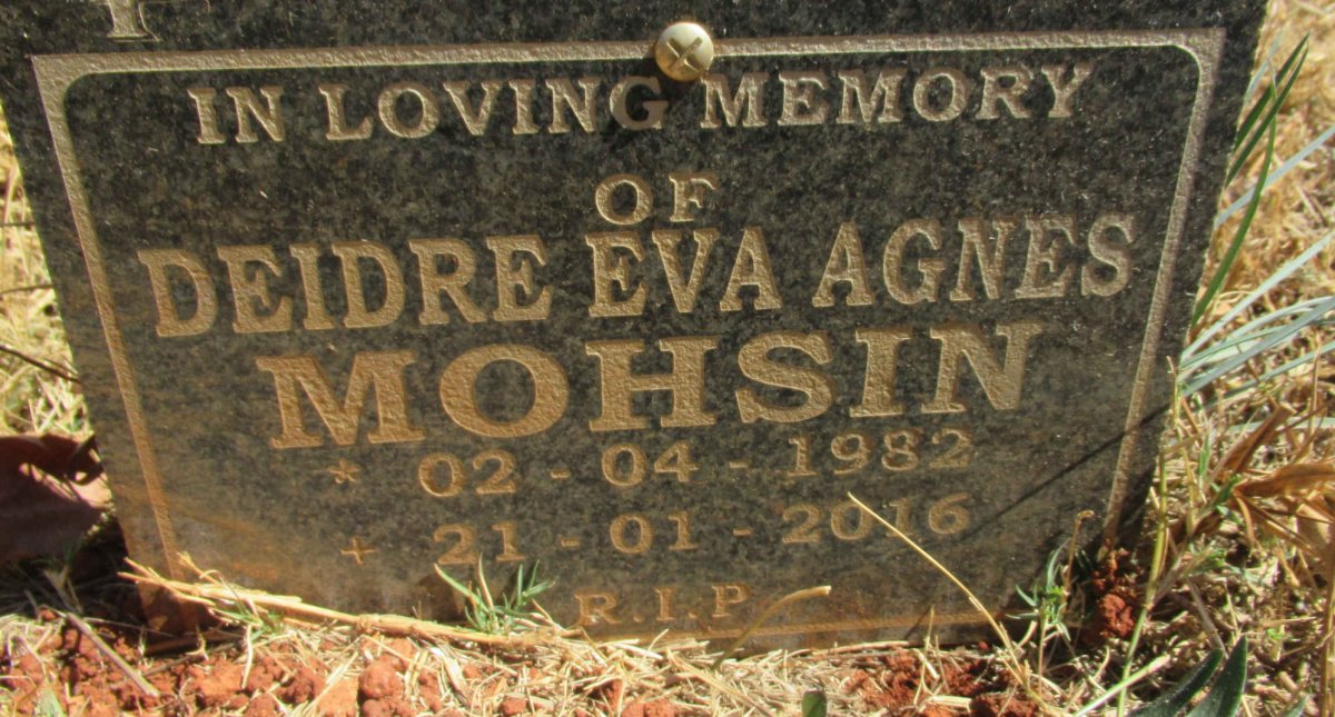 MOHSIN Deidre Eva Agnes 1982-2016