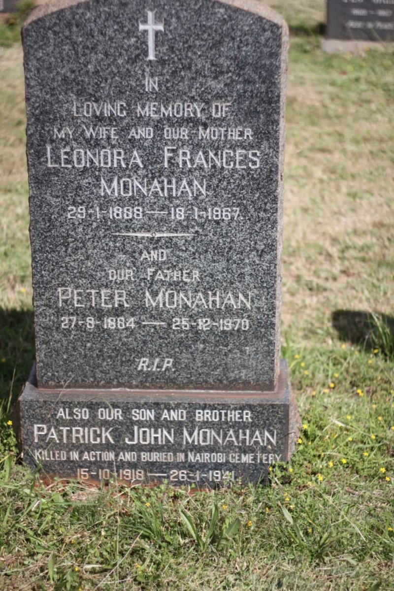 MONAHAN Peter 1884-1970 &amp; Leonora Frances 1888-1967 :: MONAHAN Patrick John 1918-1941