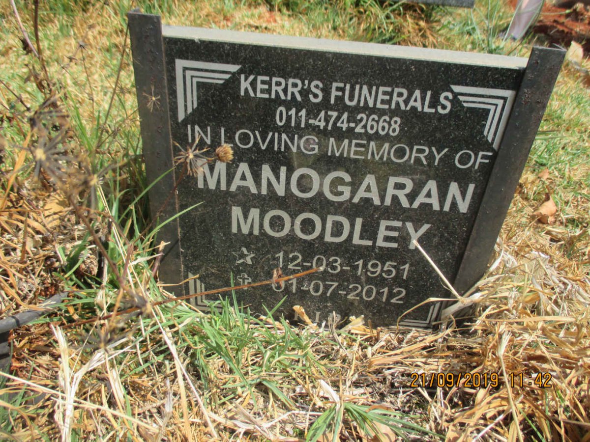 MOODLEY Manogaran 1951-2012
