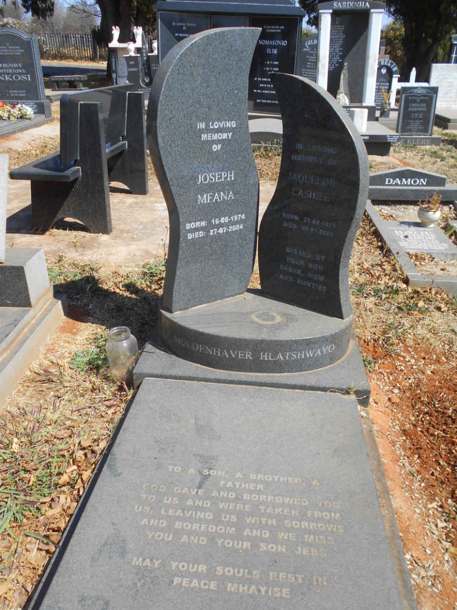 MOLDENHAVER Joseph Mfana 1974-2004 :: HLATSHWAYO Jaqueline Cashile 1971-2006