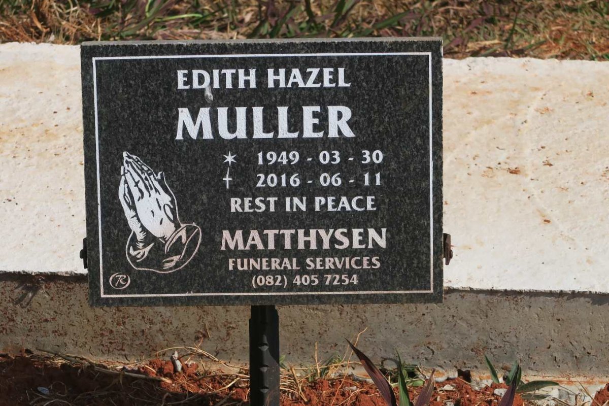 MULLER Edith Hazel 1949-2016