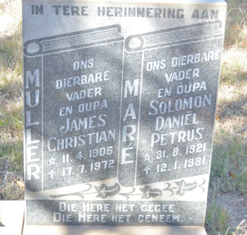 MULLER James Christian 1906-1972 :: MARE Solomon Daniel Petrus 1921-1981