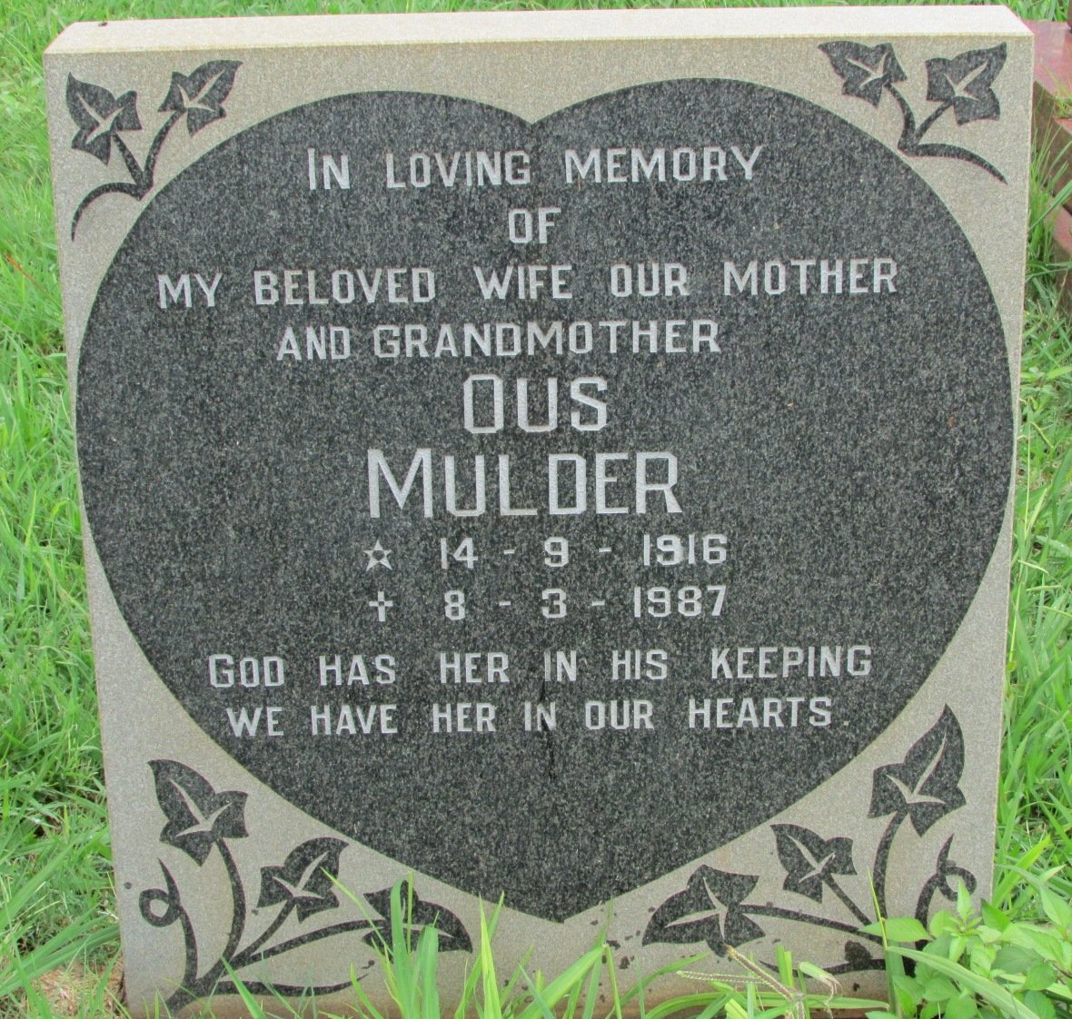 MULDER Ous 1916-1987