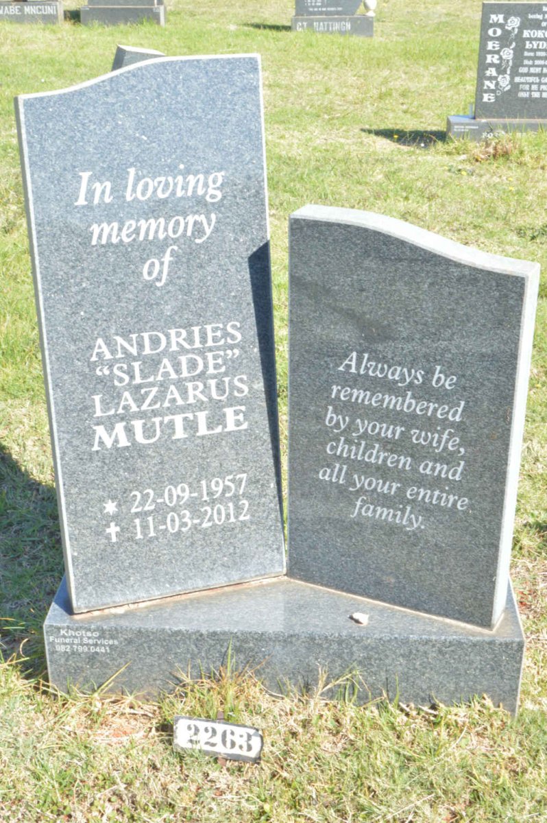 MUTLE Andries Lazarus 1957-2012