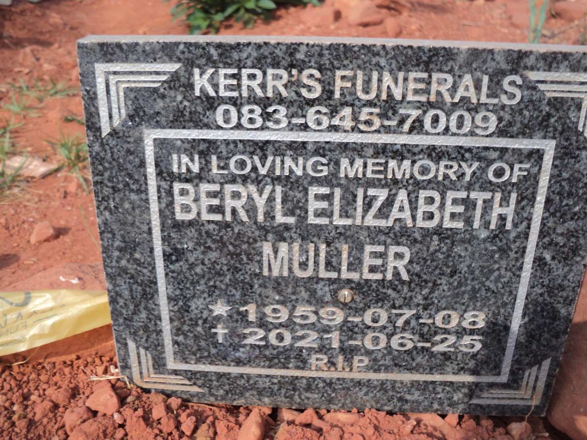 MULLER Beryl Elizabeth 1959-2021