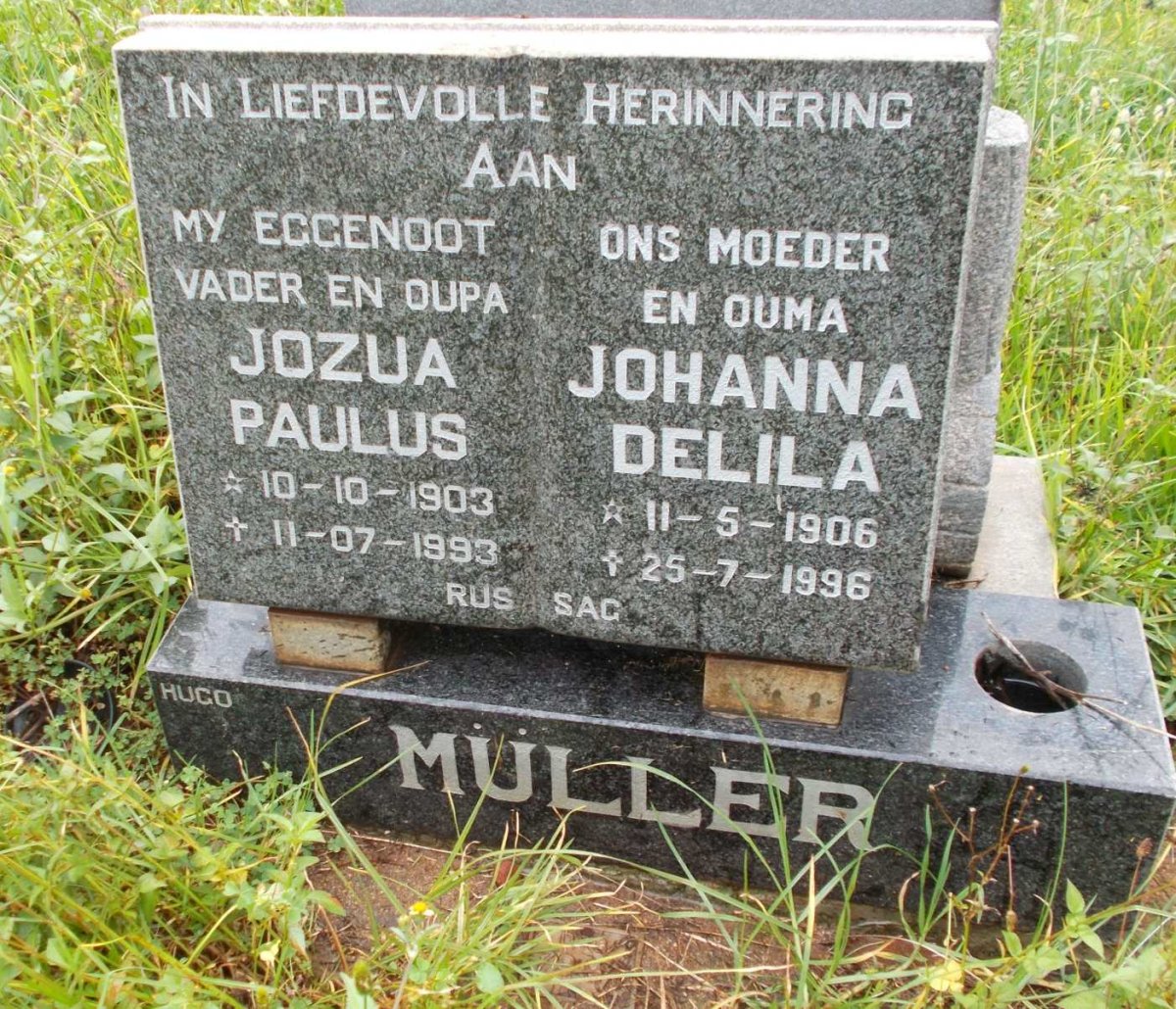 MÜLLER Jozua Paulus 1903-1993 &amp; Johanna Delila 1906-1996