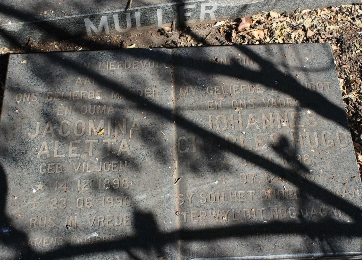 MULLER Johannes Charles Hugo 1898-1955 &amp; Jacomina Aletta VILJOEN 1898-1990