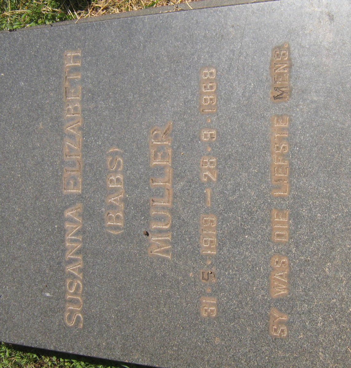 MULLER Susanna Elizabeth 1919-1968