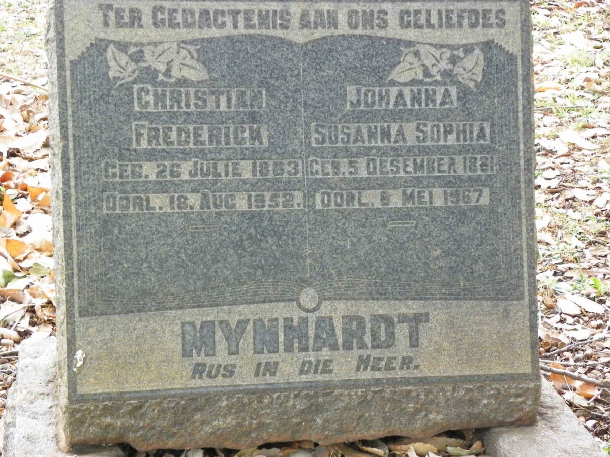 MYNHARDT Christian Frederick 1883-1952 &amp; Johanna Susanna Sophia 1881-1967