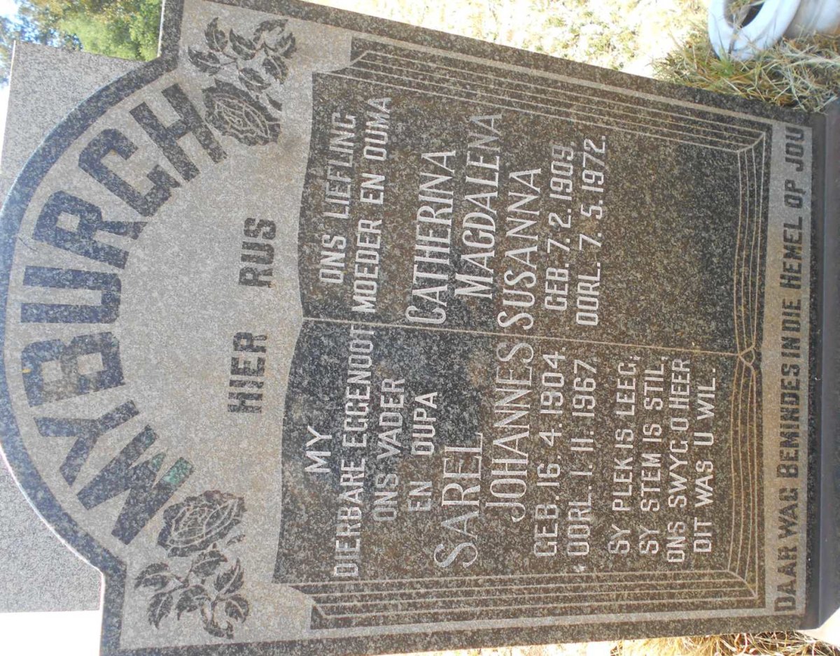 MYBURGH Sarel Johannes 1904-1967 &amp; Catherina Magdalena Susanna 1909-1972
